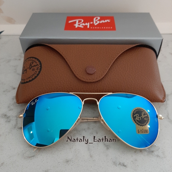 Ray-Ban (Store Display) Aviator Blue Mirror Lens RB3025 - Picture 9 of 11
